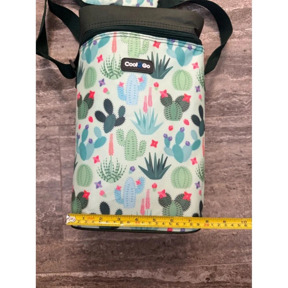 Cool2Go Bottle Cooler Bag Cactus Print Holds 2 Bottles Insulated